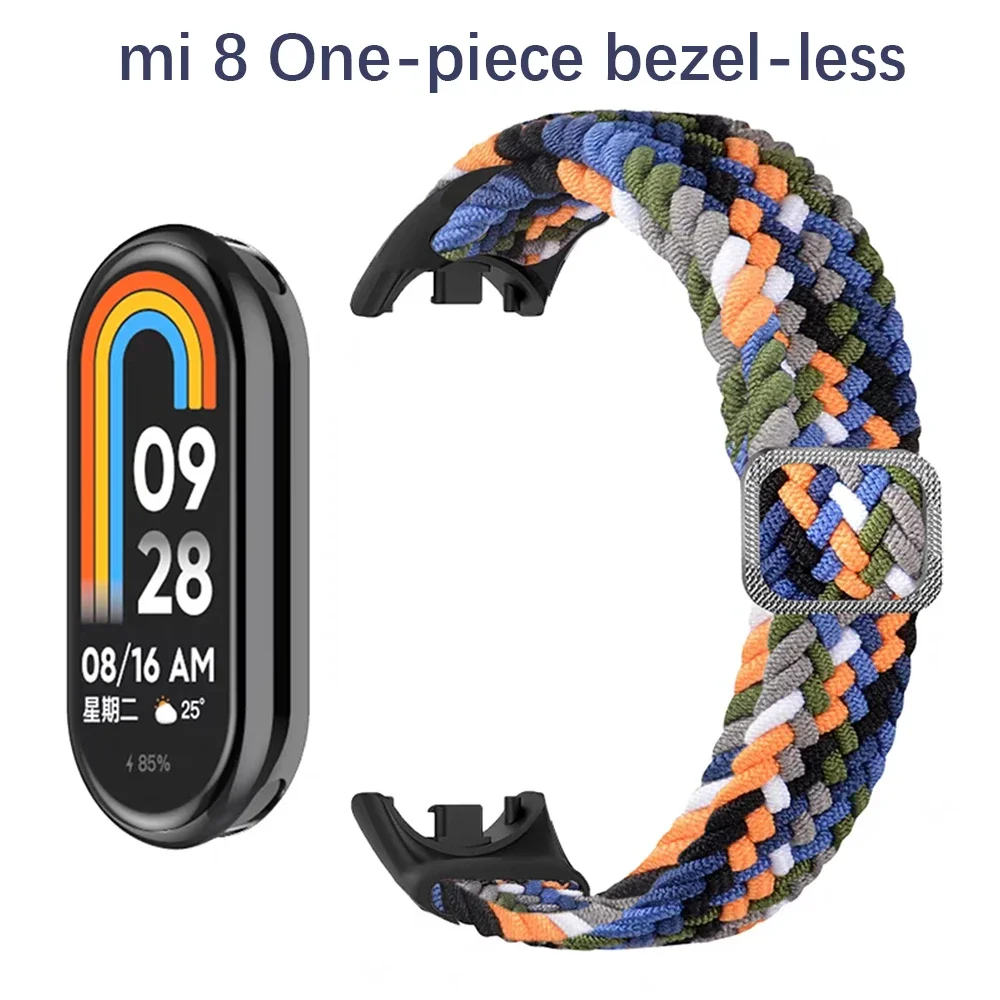 Braided Strap for Xiaomi Mi Band 8 Elastic Nylon Solo Loop Adjustable Watchbands Replacement correa bracelet for Miband 8 NFC
