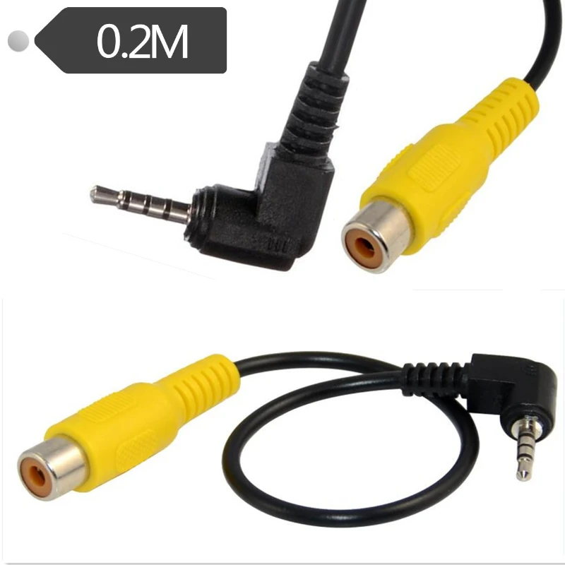 Right Angle TRRS 2.5 Male RCA Female Adapter Line Cable For GPS Video AV input reverse camera 2.5 Male RCA Female Video Cord AV