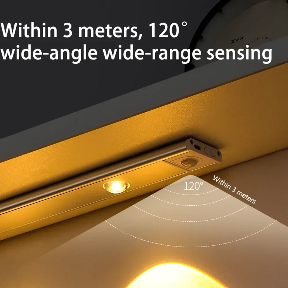 LED Kitchen Under Cabinet Light USB Rechargeable Motion Sensor Bar Light For Kitchen Bedroom Wardrobe 20/30/40/50cm Night Light