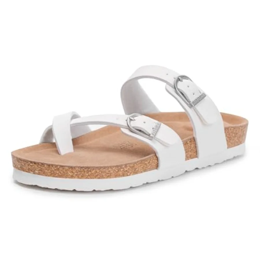 

FITORY Women's Slide Sandals with Soft Cork Footbed Comfort Arch Support Flat Sandals for Summer Size