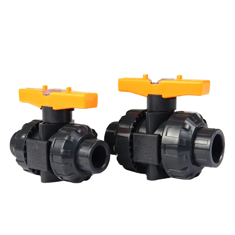 1PCS 20/25/32/40/50/63/75mm Dark Gray UPVC Union Ball Valve Pipe Socket Ball Valve Aquarium Fish Tank Connectors Fittings