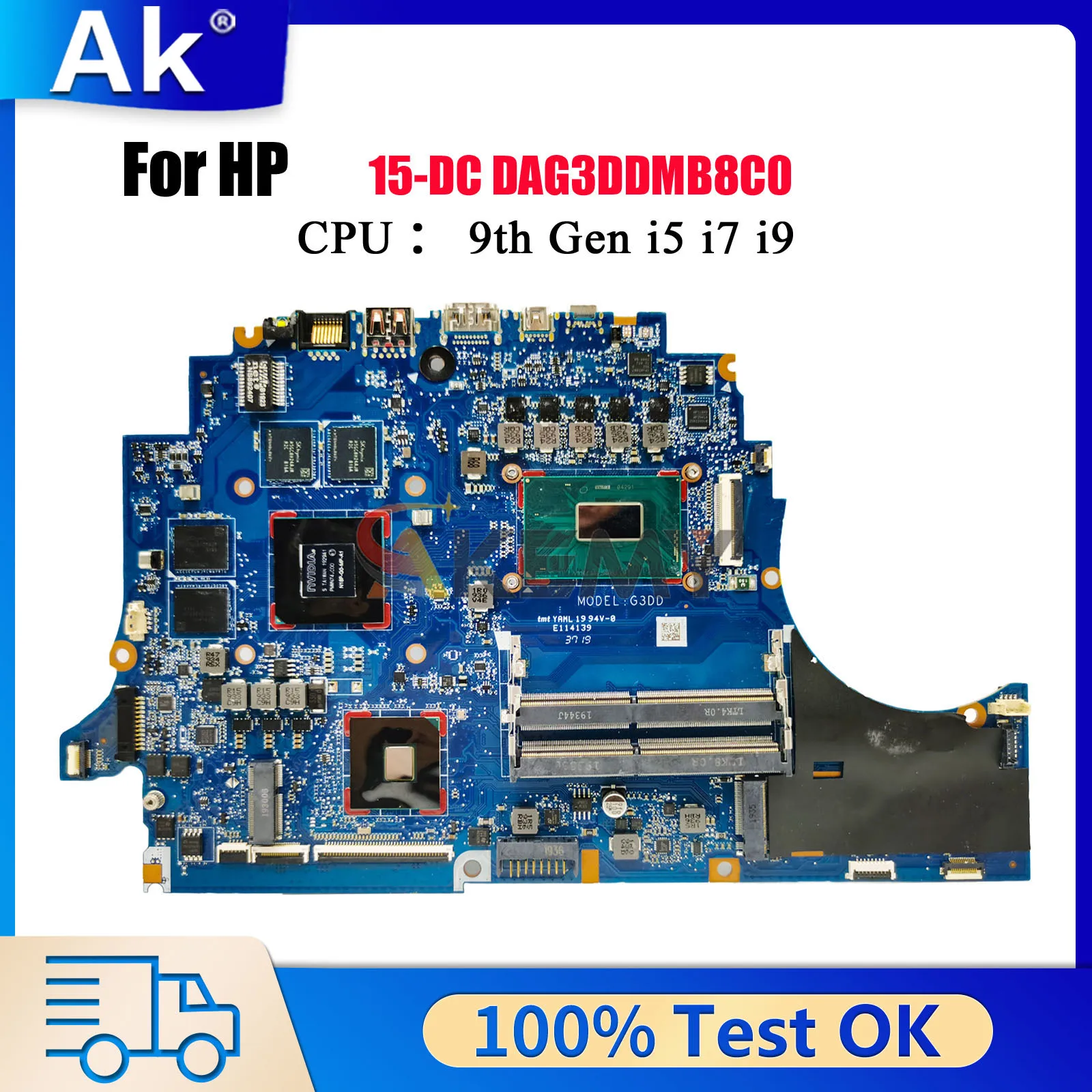 

Материнская плата для ноутбука HP Omen 15-DC DAG3DDMB8C0 с процессором i5 i7 GTX1650, 4 ГБ графического процессора, протестирована нормально