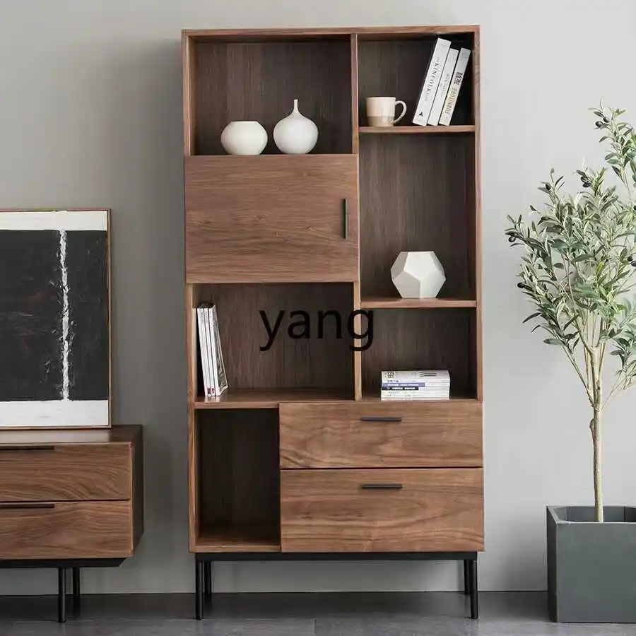 LT Zanya Bookcase Black Walnut Solid Wood Shelf Living Room Storage Display Cabinet