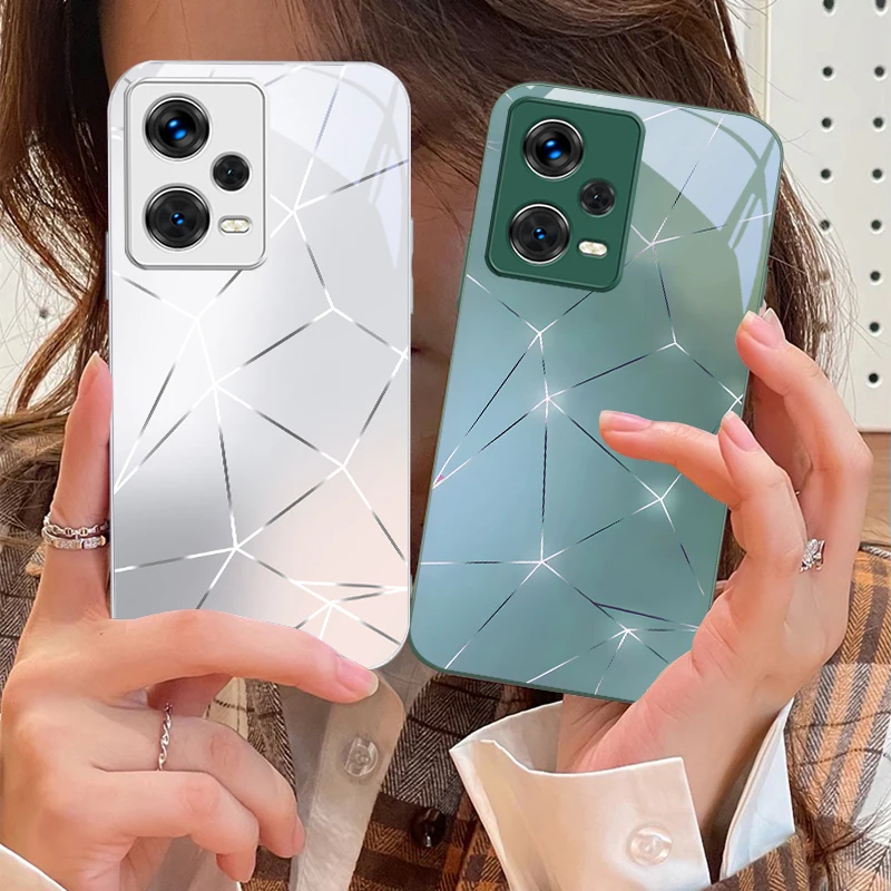 

Lingge Dazzling Light For Xiaomi 14 Ultra 13 Lite Redmi Note 13 11 Pro 12 Plus Poco X6 3 Pro F4 6 GT Tempered Glass Phone Case