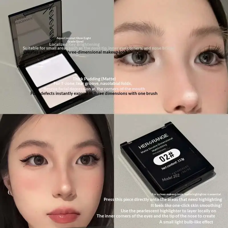 HERORANGE poudre de fard à paupières surbrillance et fard à paupières délicat, naturel, léger, finition mate, mise au point douce, maquillage éclaircissant