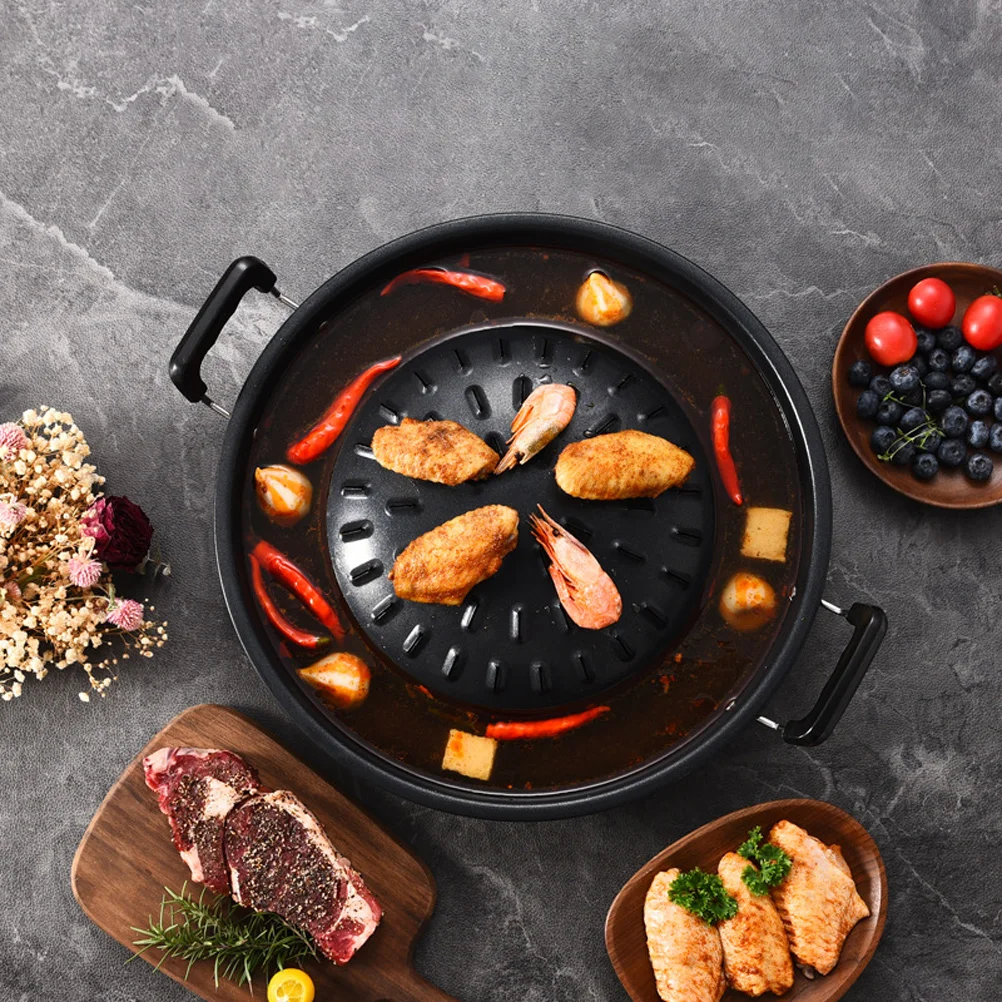 

Iron Grill Pan Korean BBQ Griddle Reusable Cast Barbecue Roasting Pan Outdoor Indoor Cooking Sturdy Non-Stick Wear-Resistant