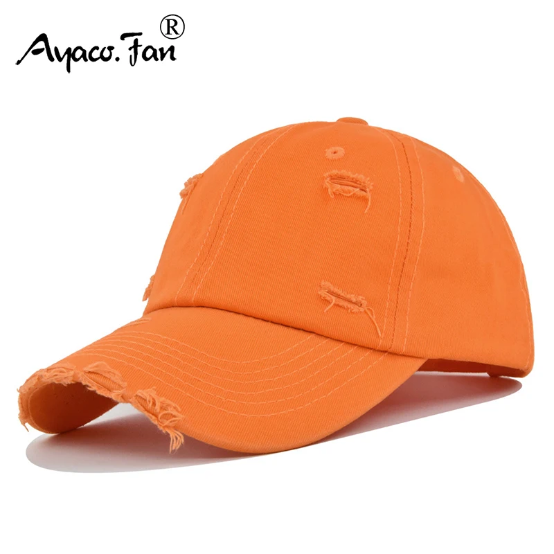 Washed Hole Baseball Cap New Spring Solid Sunhat Men Women Unisex-Teens Cotton Snapback Caps Fashion Hip Hop Vintage Summer Hat