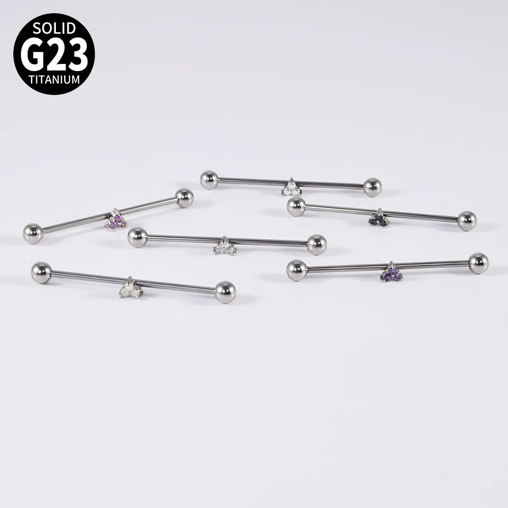1 قطعة G23 التيتانيوم الحديد الصناعي مع انفصال اكسسوارات مثلث أوبال الزركون الأذن عرضية هيئة ثقب المجوهرات 14 جرام #6