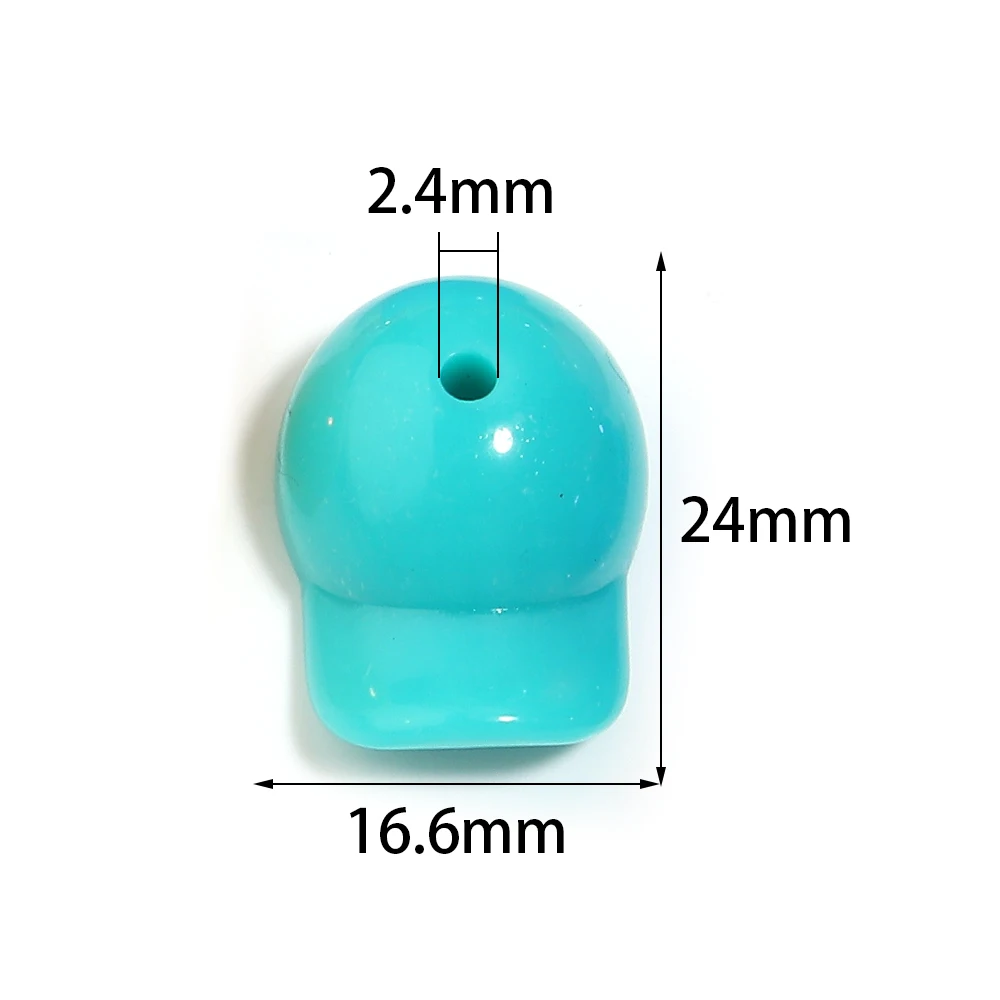 20pcs Candy Color Peaked Cap Acrylic Beads Duck Hat Loose Beads For DIY Jewelry Making Pendant Keychain Phone Chain Accessories