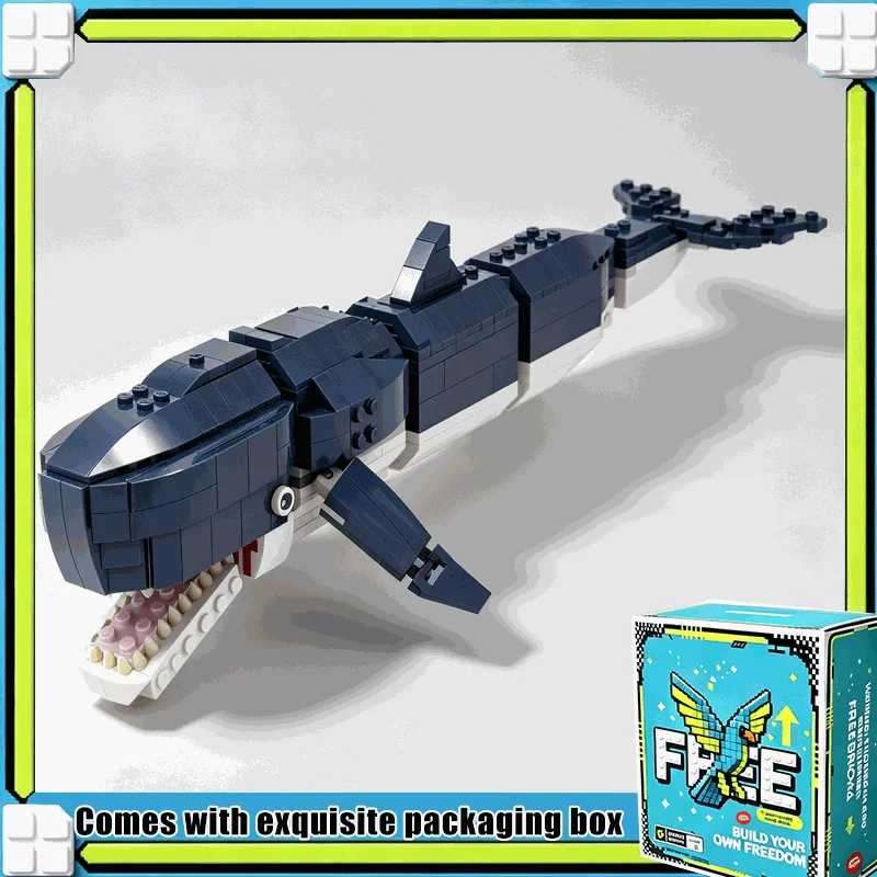 528PCS Prehistoric Sperm Whale Livyatan Model Custom Building Blocks Creative Marine Animal Assembly Toy Desk Display Gift