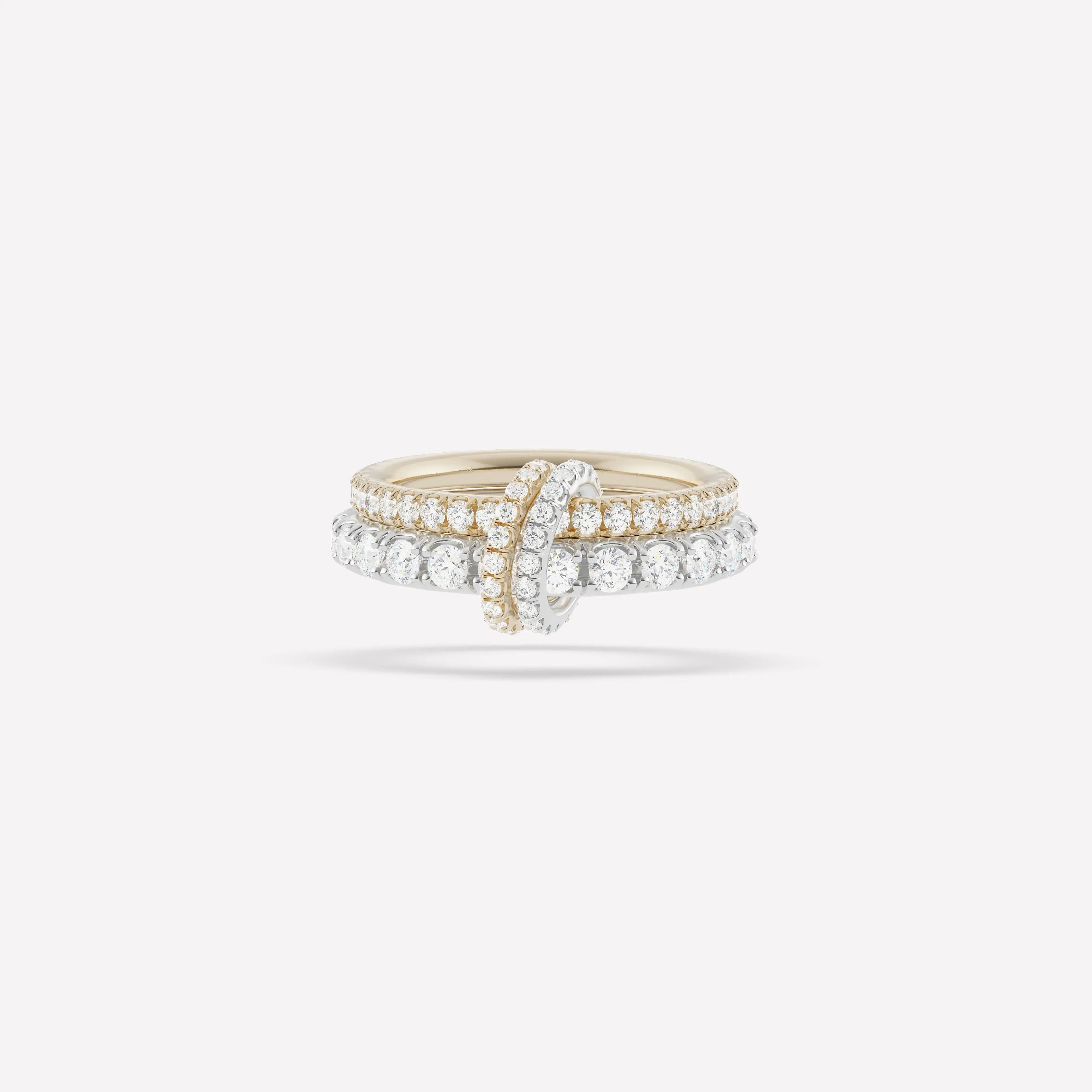 Double Layer Stacking Fashion Band Rings For Women Micro Paved Bling 5A CZ Multi Pieces Stack Full Finger Wedding Jewelry