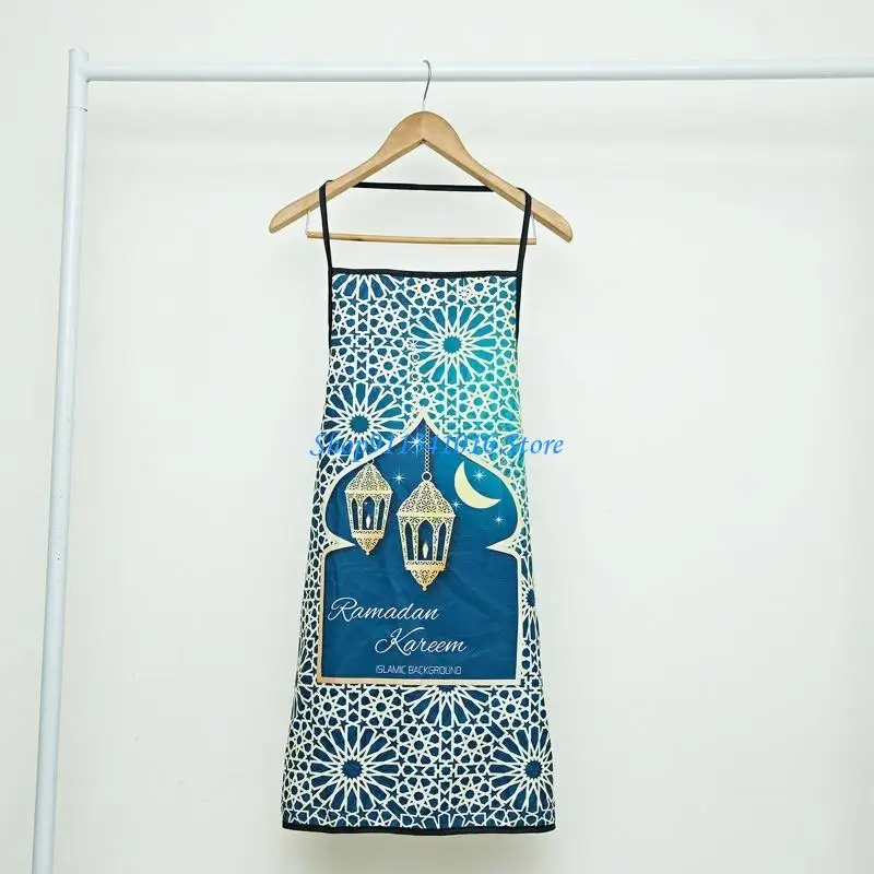 Islamic Eid Ramadan Polyester Apron Digital Printing Aprons No Sleeve for Home Kitchen Restaurant Baking Cooking Women Oil Proof