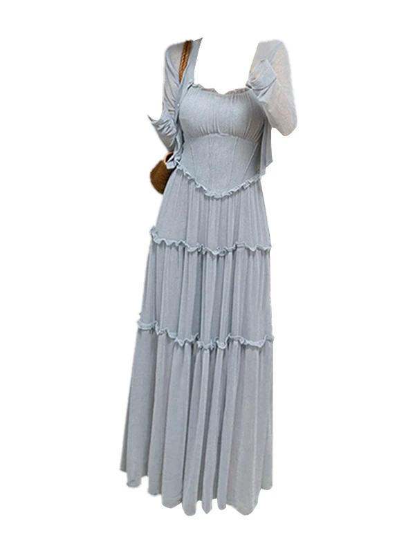 

Summer New Style Fashionable Anti-Aging Strap Dress Large Size Fat MM Meat Covering Sunscreen Long Sleeve Cardigan Set V-Neck...