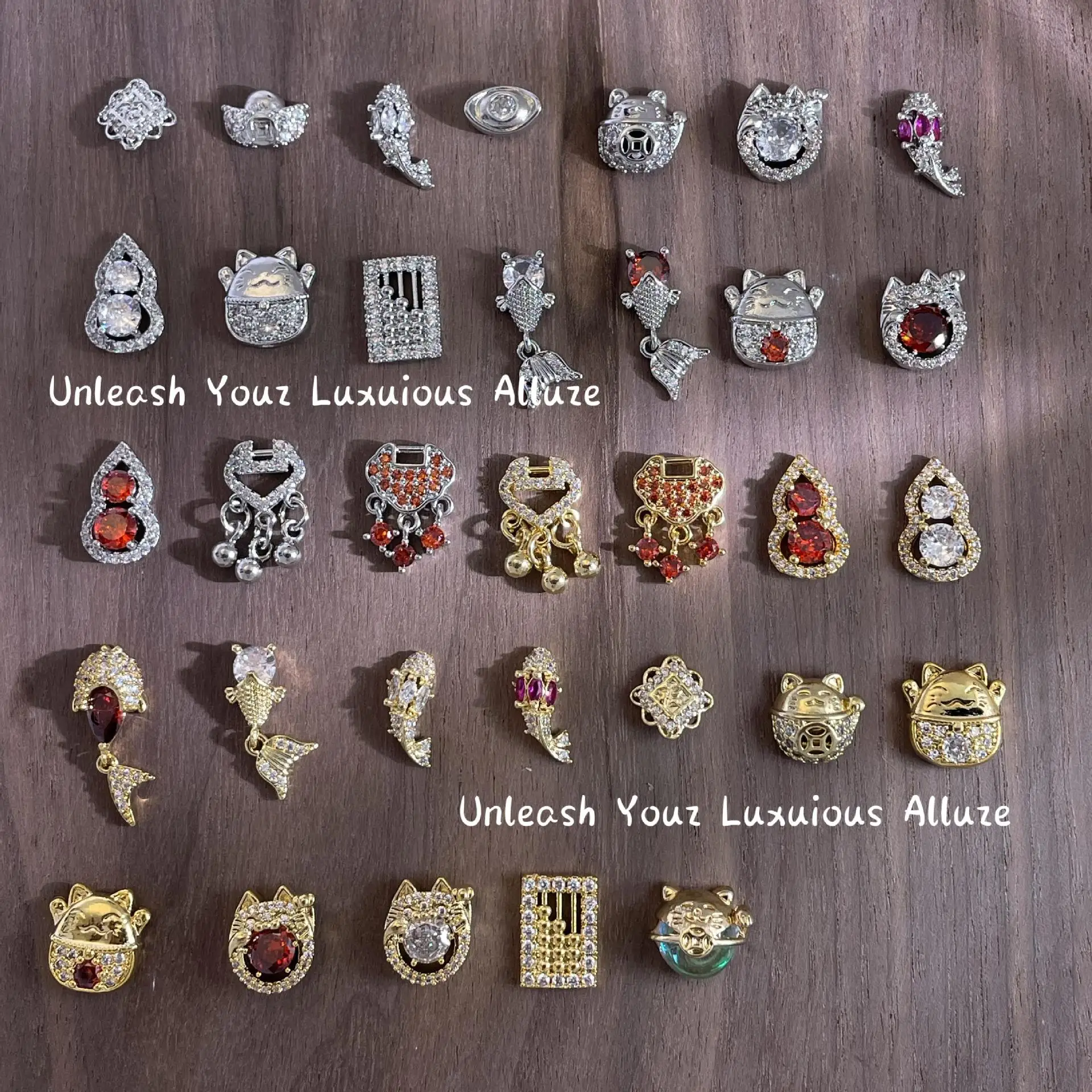 4 Stück Luxus Silber Zirkon Nail Art Charms Reichtum Glück Kristall Strass Maniküre Dekorationen Zubehör High-End Nagel Edelsteine