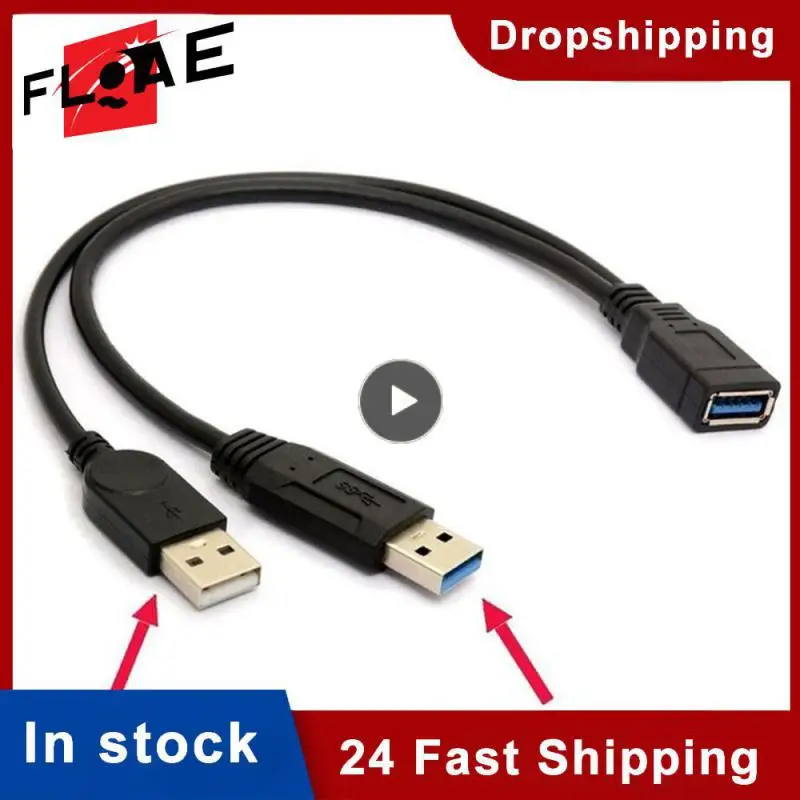 30cm USB 3.0 to USB 3.0 2.0 USB Female to Dual USB Male Extra Power Data Y One Point Two Extension Cable Computer Adapter Cable