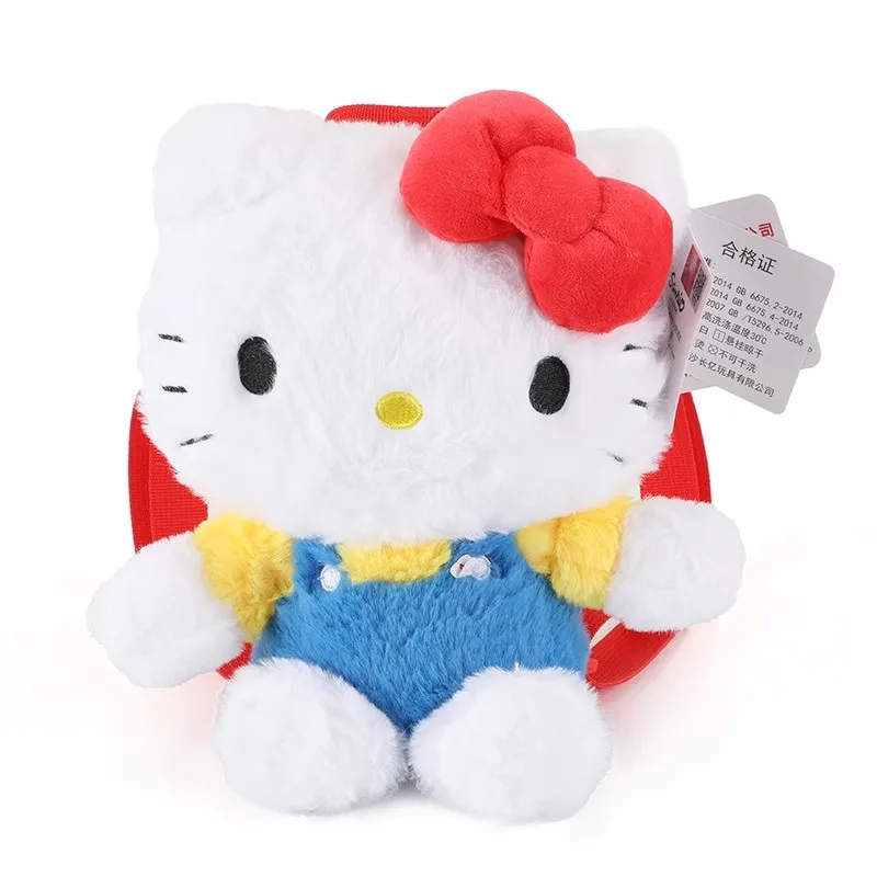 Genuino Anime Sanrio Hello Kitty farcito giocattolo femminile Kawaii KT gatto spalle zaino donna bambino zainetto bambola ragazza regalo di compleanno