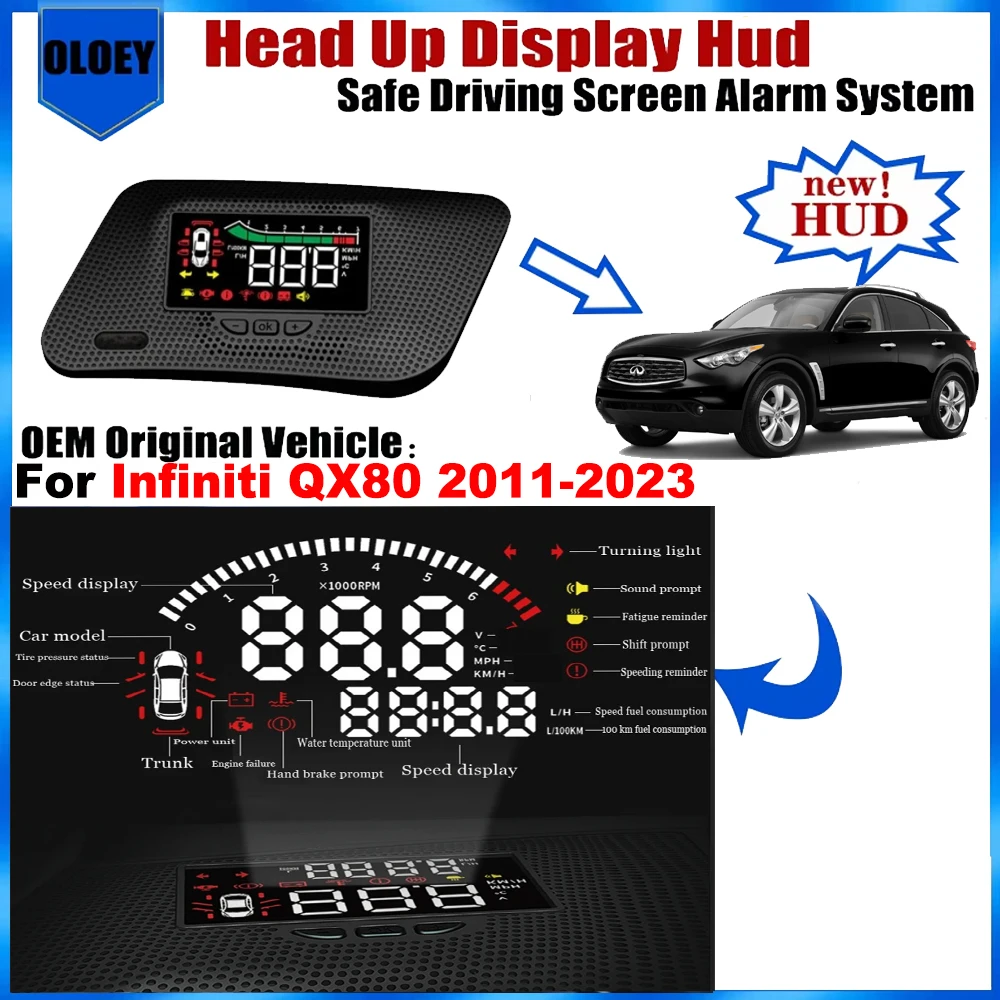 OEM Head Up Display HUD For Infiniti QX80 2010-2023 Safe Driving Screen Alarm System Car Electronic Accessories