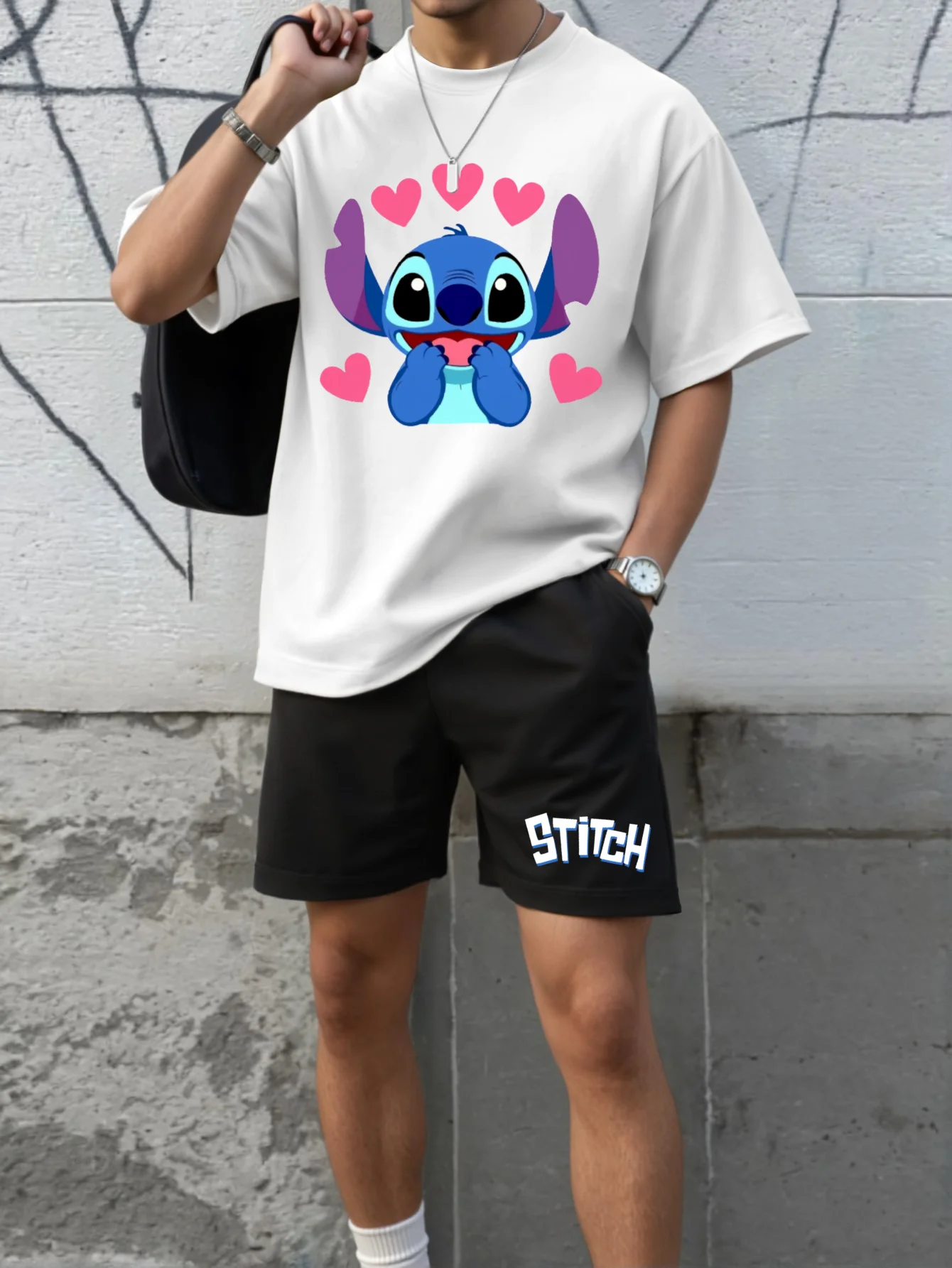 

Мужская футболка и шорты с принтом Микки Мауса, комплект из 2 предметов, летняя повседневная мужская футболка с короткими рукавами и милым мультяшным принтом Y2K, модная футболка