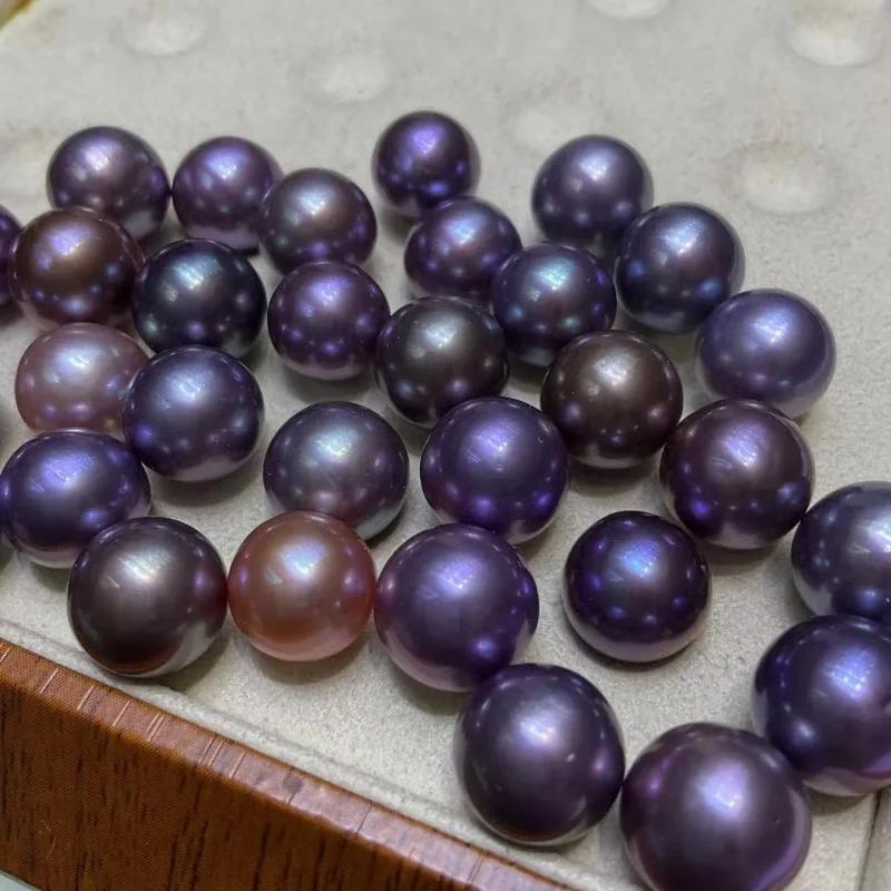 Pair 15-16mm Purple Round Loose Pearl Undrilled Women Wedding Party Jewelry Accessories Necklace Earring Ring Bracelet Pendant