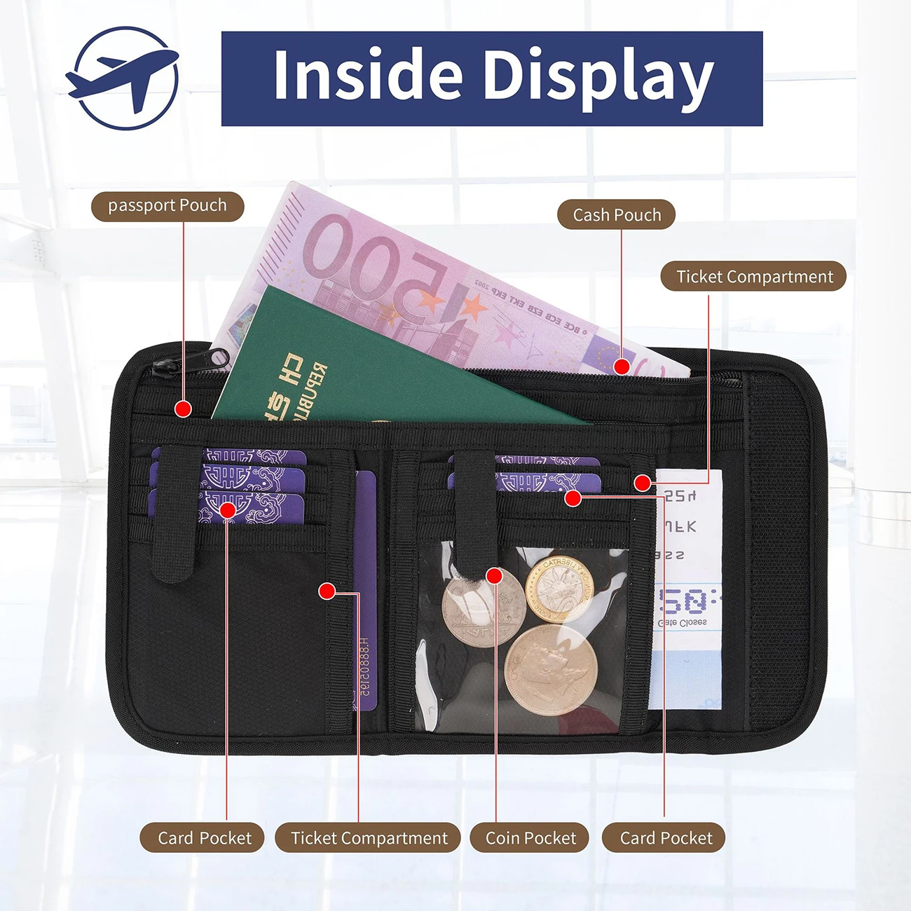 New RFID Trifold Short Wallet With Multiple Card Slots Card Holder Women Wristband Purse Travel Passport Wallet Portable Handbag