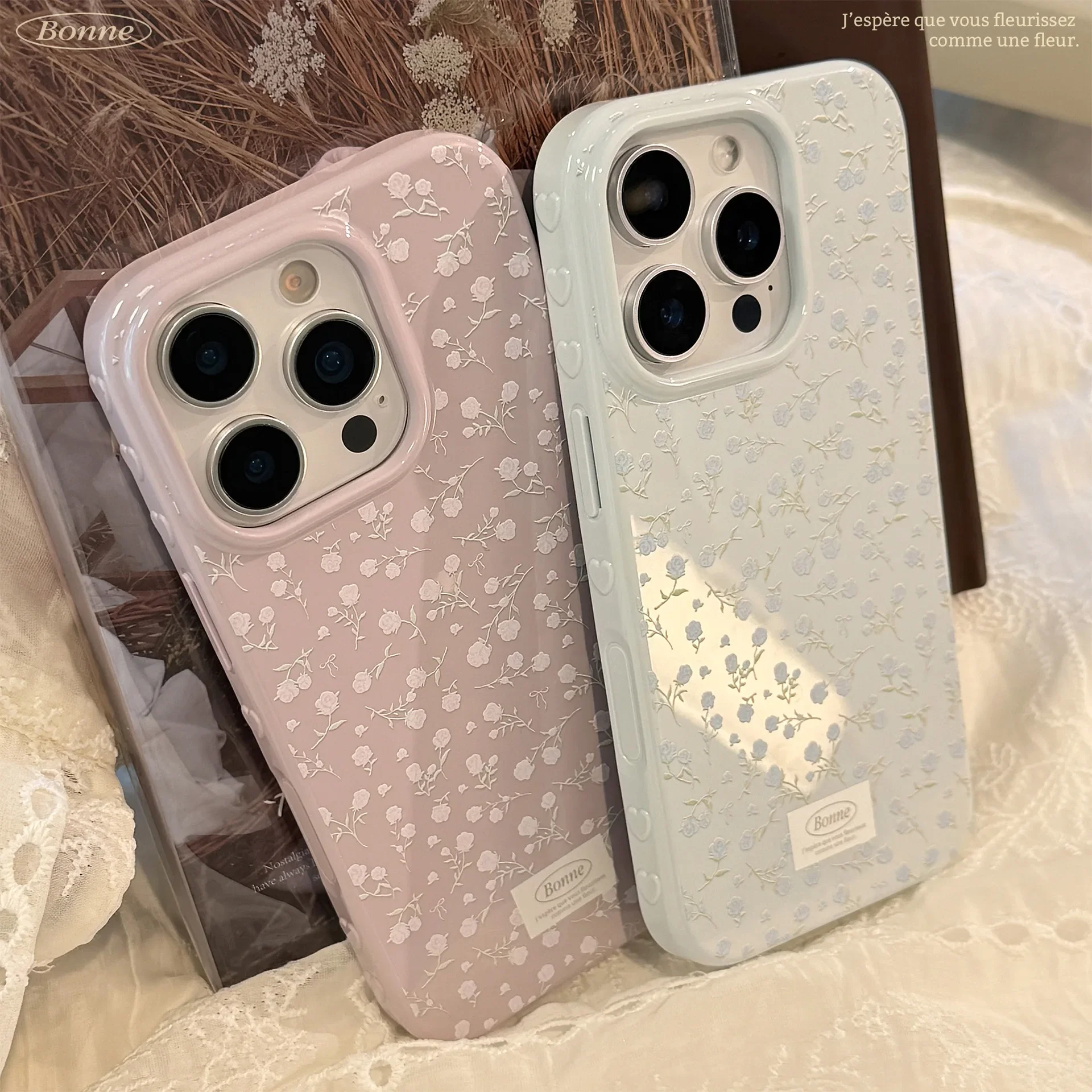 الكورية شاشة كاملة ريترو روز الزهور نمط لينة قضية الهاتف آيفون 16 15 14 13 12 17 برو ماكس للصدمات الغطاء الواقي #2