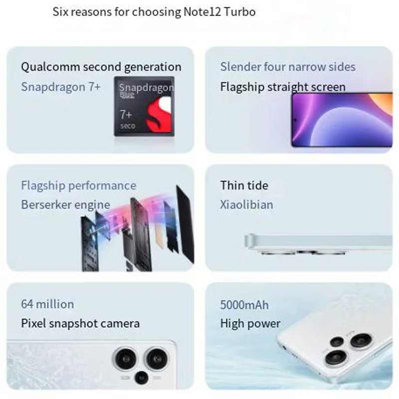 Wersja CN globalny ROM Xiaomi Redmi Note 12 Turbo 5G 120Hz OLED Snapdragon 7 + Gen 2 64MP główny aparat 67W ładowanie 5000mAh