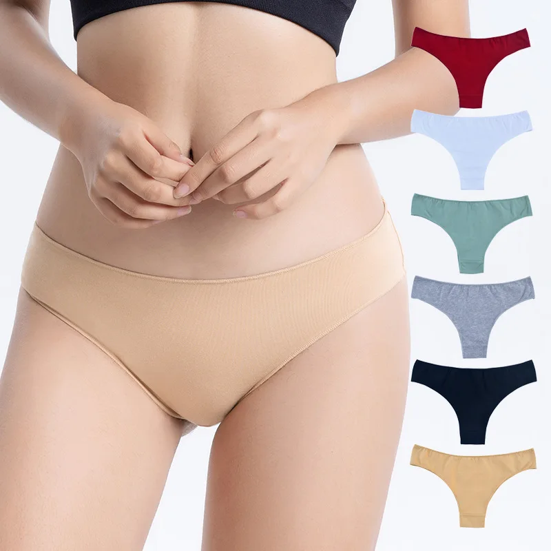 Bragas de algodón para mujer, ropa interior sin costuras, Bikini de cintura baja, lencería Sexy, transpirable, 3 piezas