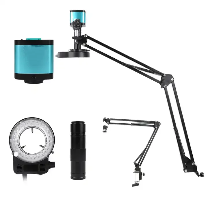 4K Electron Digital Microscope Camera HD-MI USB Interface 150X Lens Microscope Flexible Stand for Smartphone PCB Inspection