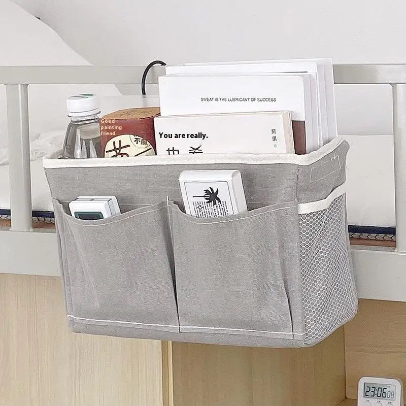 New Storage Basket Hanging Storage Rack Bed Remote Control Bookshelf Dormitory Storage Bag Stand With Hook Bedside Pocket