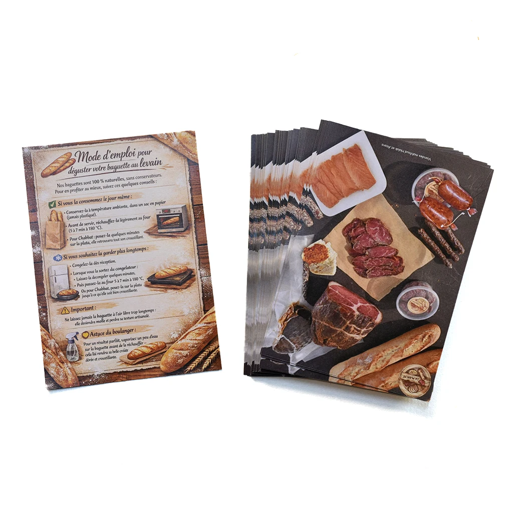 Benutzerdefinierte Flyer Werbebroschüren Menü Produktseiten Vollfarbiger doppelseitiger Druck 80 g/m2 Kopierpapier und 157 g/m2 Kunstdruckpapier – Detail 3