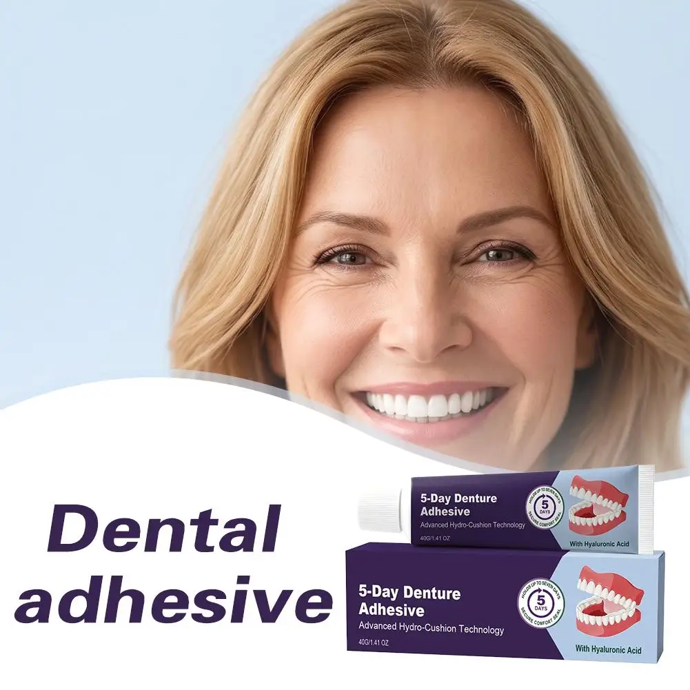 Strong Hold Denture Adhesive Cream False Teeth Fixing Paste Smooth Non Clumping Cushion Fit Daily Oral Care