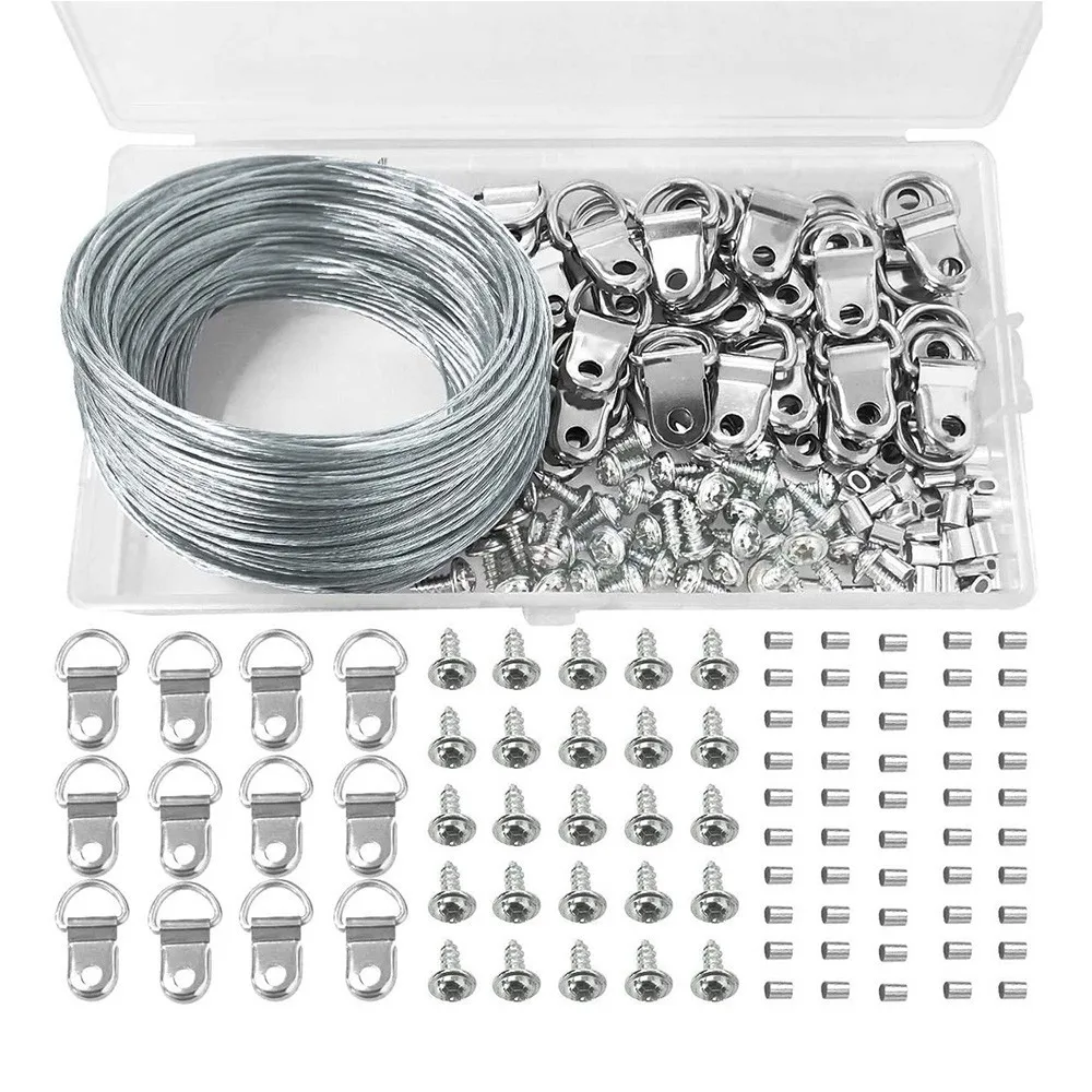 135Pcs 10M Picture Hanging Wire Kit Photo Frame Hanging Kit Picture Hanging Kit With Nails For Wall Mounting