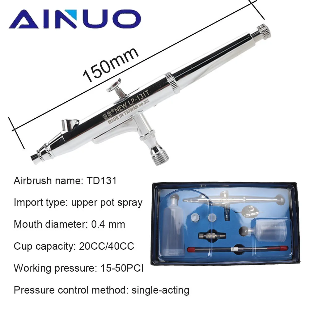 Dual-Action Airbrush Compressor Kit 0.2/0.3/0.5mm Nozzle Gravity Feed Airbrush Spray Gun for Art Craft Paint Spraying Hobby