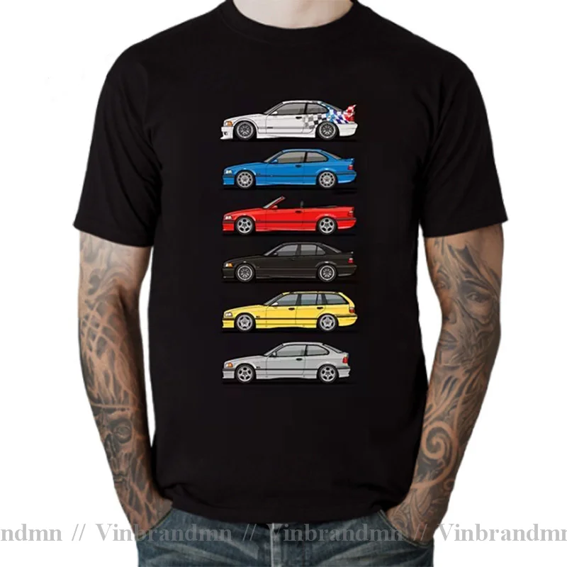 Vintage Stack of E36 Variants T shirt Custom Cotton Big Size 3XL Primer Rally Racing Car T-shirt Funny Roadster T-shirt Tops Tee