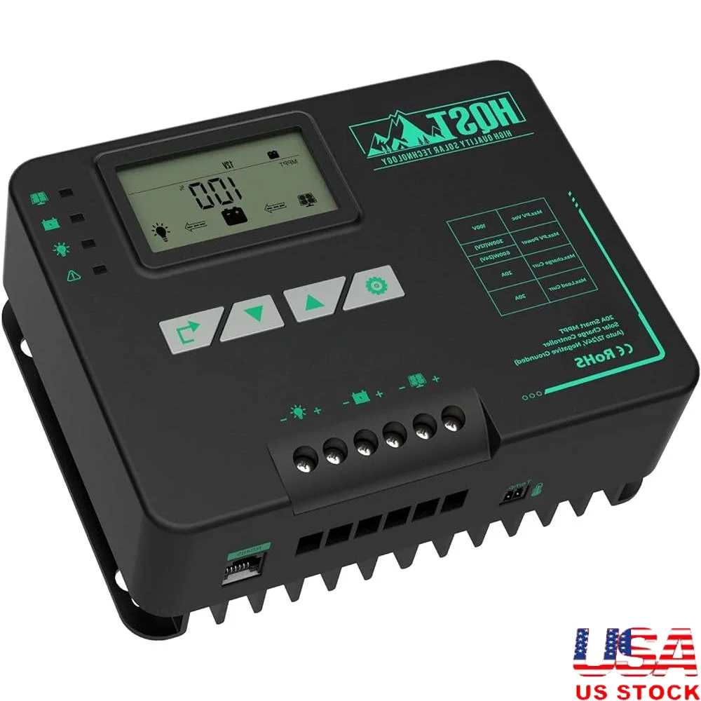 

MPPT Solar Charge Controller 20A Bluetooth LCD Display 12V 24V Overcharging Protection 3-Stage Charging Compatible with Flooded