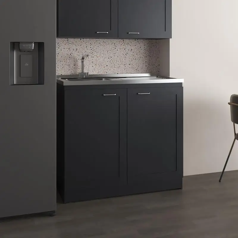 

39" Wide Utility Sink Base Cabinet, Two-Door Storage with Shelves, Stainless Steel Laundry Room Sink, Garage Utility Wash Sink,