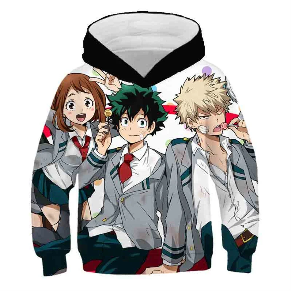 4-13Y Children My Hero Academia Cosplay Todoroki Anime Hoodies Himiko Toga Boy Girl Hooded Sweatshirts Boku No Izuku Midoriya