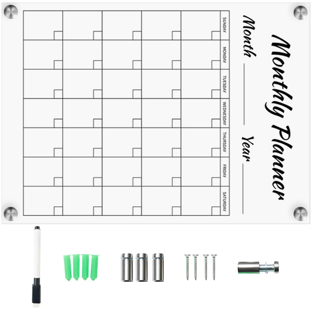 

1 Set Acrylic Memo Wall Hanging Message Sign Board Erasable Clear Writing Planning Board Door Home Decor Monthly Blackboard