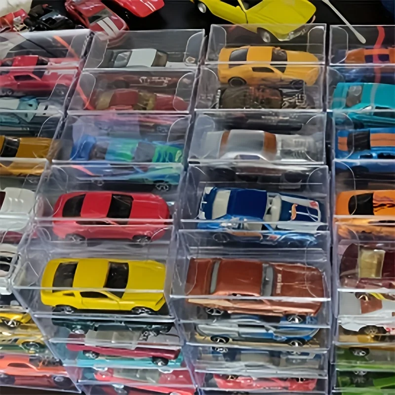 100 Pieces Transparent Display Case, Assembly Counter Display Box Cube Organizer Stand, Dustproof Case for Action Figures
