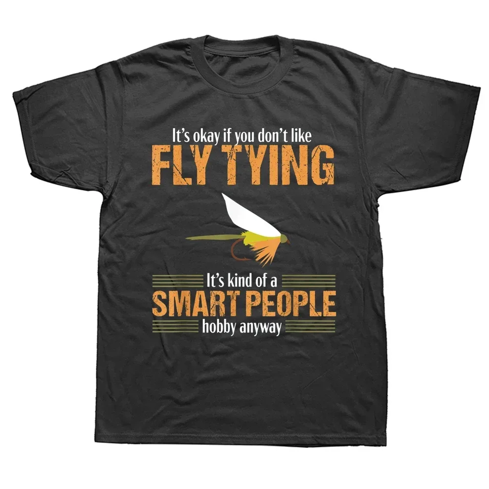 Cotton Streetwear Short Sleeve Birthday Gifts Summer Style T-shirt Mens Clothing Smart People Fly Fishing Fish Lover T Shirts