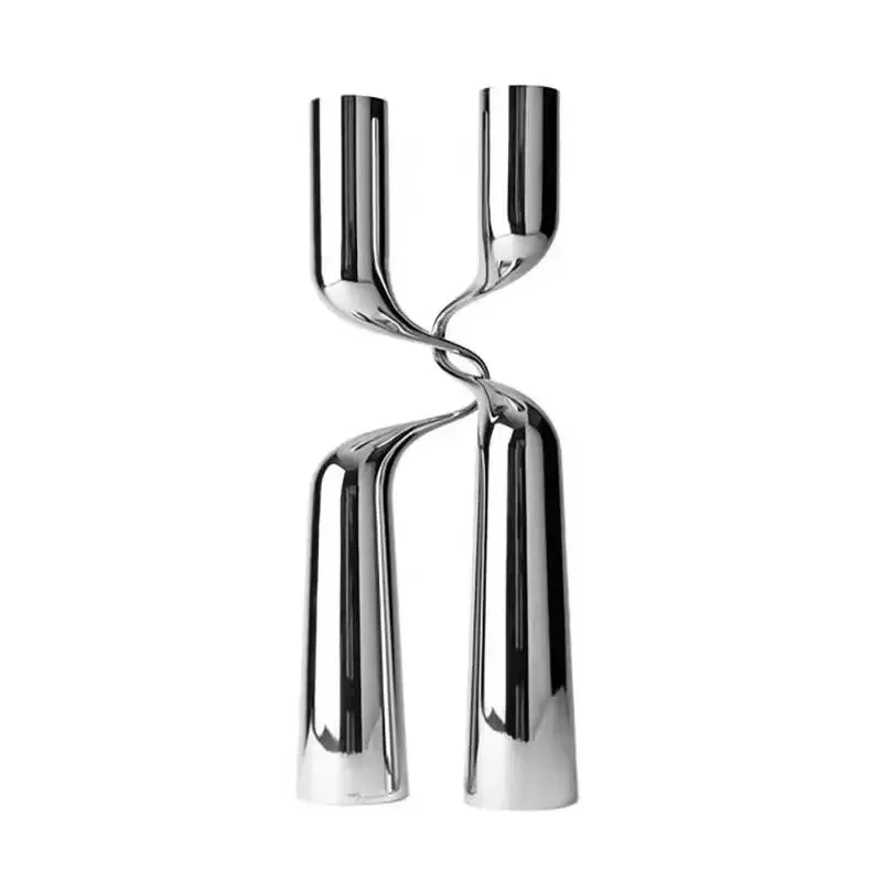 H Shaped Candle Holder Stainless Steel Candelabra Metal Luxury Double Headed Center Table Living Room Home Decoration Gift Ideas