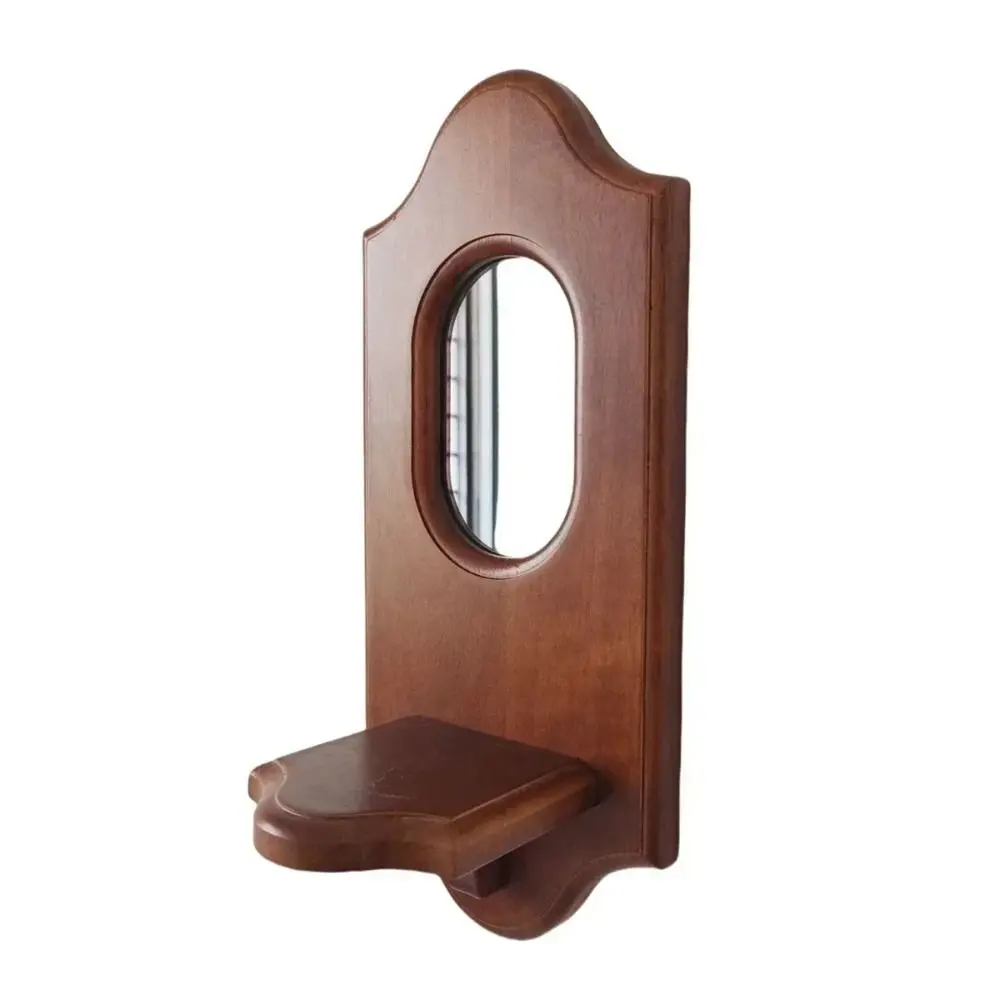 

New Solid Wood Wall Mirror Shelves Vintage Wall Mirror With Shelf Wall Hanging Display Stand Home Decor