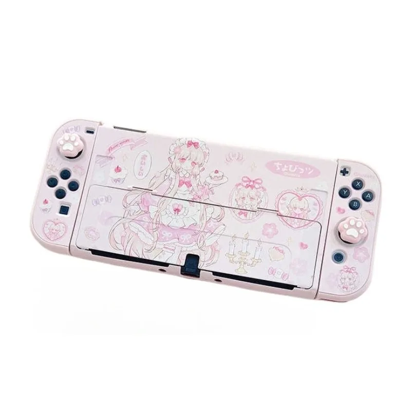 Étui rigide fendu rose pour Nintendo Switch NS, housse de protection, accessoire de jeu pour contrôleur OLED/Lite Joy-Con
