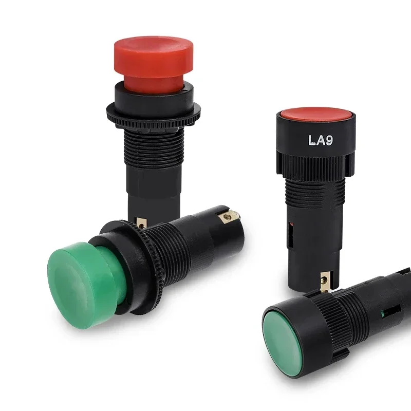 LA9 Push Button Switches Machine Tool Quick Switch Push Button Self-Resetting Hole 16mm Red/Green