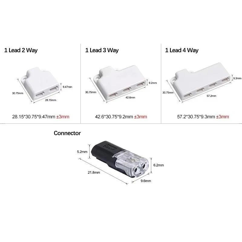 Double-Wire Plug-in Connector with Locking Buckle Pluggable LED Wire Connector 2 Pin D2 D202 D203 D204 Universal Compact Wire