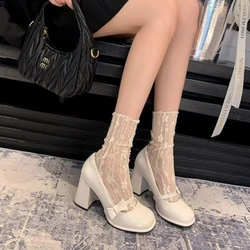 Ladies Pumps Chunky Heels Non Slip Women's Shoes Square Block Heel Vacation On Sale Genuine Mark Social Promotion Hot Spring