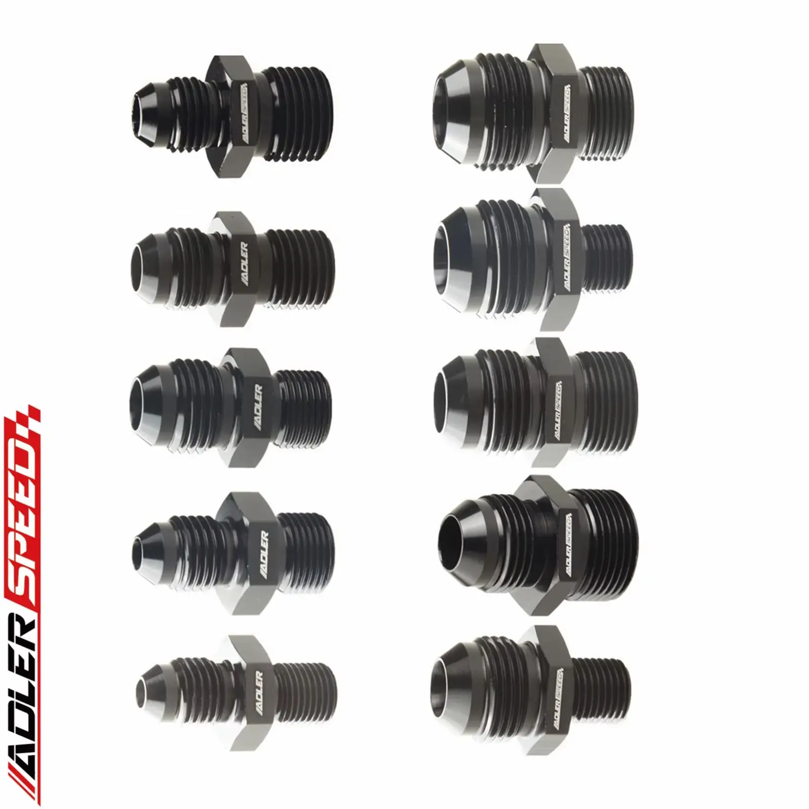 AN8 AN6 6AN AN10 AN12 Male Flare To M12/M14/M16/M18/M20x1.5 / M12x1.25 / M12x1.0 Metric Straight Fuel Oil Fitting Adapter Black