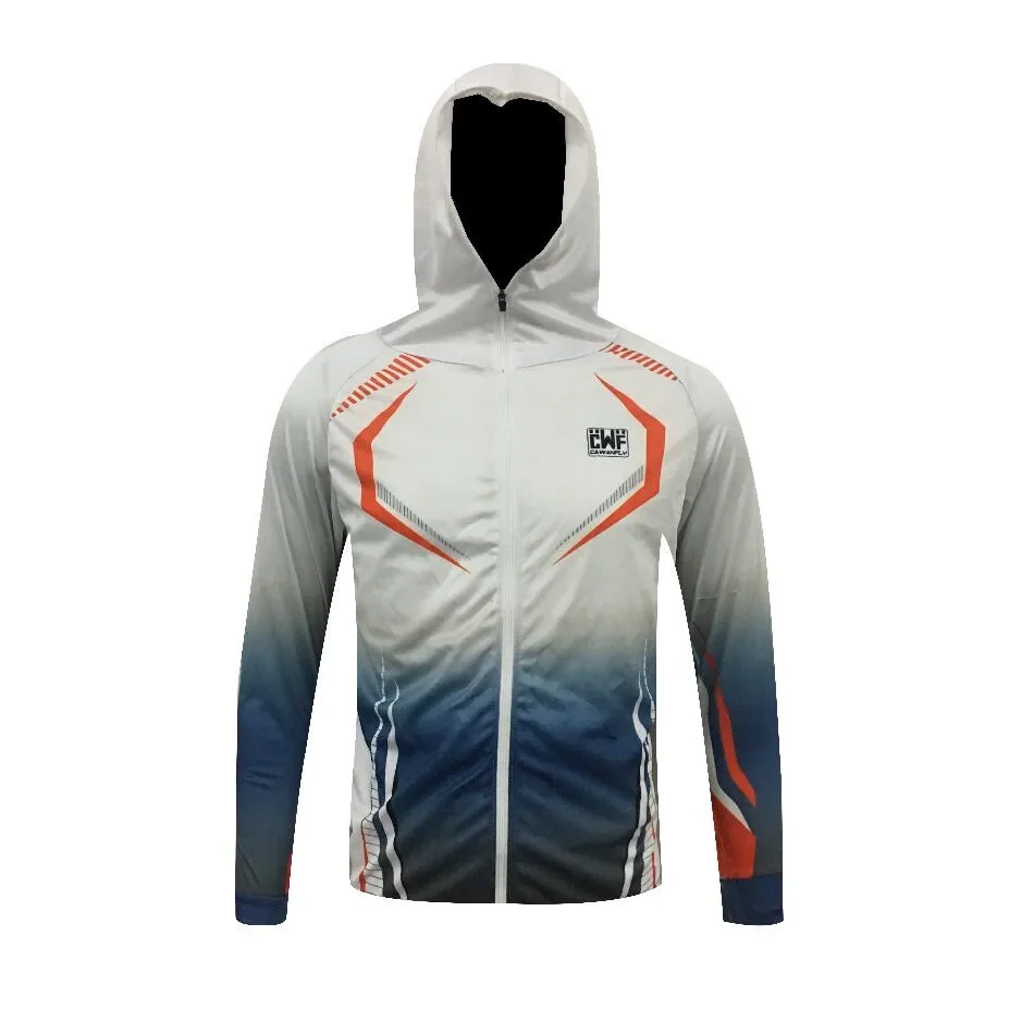 Men's Sublimation Printing Breathable Long Sleeve Fishing Anti-UV UPF 50+ Clothes Outdoor High-Quality Sports Jersey Hooded