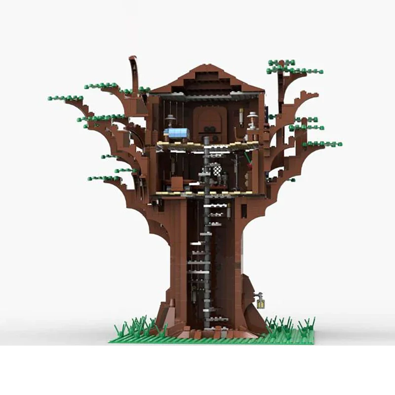 Moc blocos de construção casa na árvore tecnologia tijolos modulares modelo presentes brinquedos natal diy conjuntos montagem