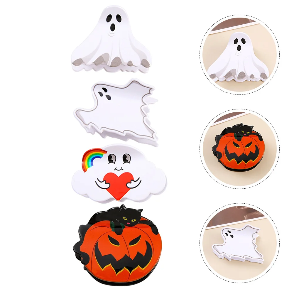 

4Pcs Hair Claw Clip Durable Acrylic Halloween Style Small Clamp for Thick Fine Long Hair Accessories Claw Clip